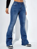 GETADME Women Flare Stretch Moustache Jeans Fashion Skinny Bell Bottom High Waist Gray Denim Pants Lady Classic Y2K Punk Long Trousers