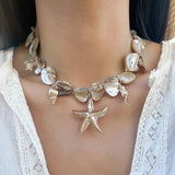 GETADME Retro Starfish White Shell Conch Pendant Necklace  Women 2025 Simple Creative Colorful Stones  Hand Woven beach Jewelry Girls