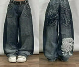GETADME American Fashion Hip Hop Joker Oversized Jeans Women Street Y2K New Clearance Spot Hot Mopping Wide-leg Pants Unisex Loose Jeans