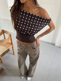 GETADME Mozision Backless Polka Dot Crop Tops Women Vest Fashion Summer New Oblique Shoulder Sleeveless Tank Tops Pullovers Female