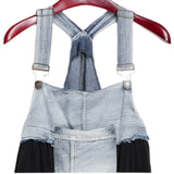 GETADME 2025 Summer New Elegant Women's Dress Loose Denim Patchwork Chiffon Overalls Sexy Suspender Dress Spaghetti Strap Robe KE903