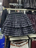GETADME Japanese Y2k Cute Ruffled Plaid Skirt Punk Rock Subculture Cake Skirts Japanese Preppy Style Casual New 2025 Women Skirts