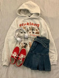 Sweat-shirt à capuche Getadme imprimé chat et chien, polaire ample, style animal, épais et décontracté, tendance Américaine pour femme, style vintage.