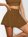 GETADME Women's Solid Color High Waisted Tennis Pleated Skirts Inner Pocket Quick Drying Sports Short Running Fitness Skirt