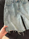 GETADME Summer Women Denim Shorts High Waisted Zipper Ripped Knee-length Jeans American Casual Fashion Retro Female shorts