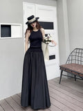 GETADME Women Skirts Spring Pleated Floor Length Solid Simple Classic Graceful Popular Newly Young Stylish Cool Korean Style Hot Sale