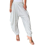 GETADME Women Lantern Pants Elastic Waist Lantern Pants for Women Glitter Wide Leg Trousers for Party Streetwear Spring Summer Bloomers