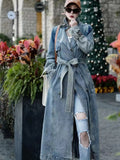 Getadme-Autumn And Winter Denim Long Coat Coats Woman Winter Luxury Women's Coats On Offer Women's Coats Jackets Trench Coat Female