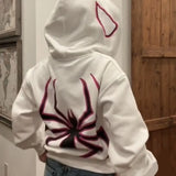 Getadme-Women Y2k Streetwear Spider Print Sweatshirt Hoodies Autumn Punk Style Graphic Oversized Pullover Hip Hop Zip Up  Jacket Coats