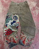 GETADME Streetwear Y2K Jeans Mens Womens Casual Hip Hop Punk Baggy Jeans Retro Oversized Graphic Embroidery High Waisted Wide Leg Jeans