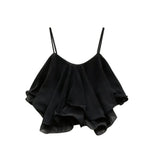 GETADME Lightweight Chiffon Spaghetti Strap Crop Top Women's Summer Ruffled Flowy Short Cami Casual Daily Party Tanks Sleeveless Blouse