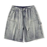GETADME Summer Men's Shorts American Retro Street Hip-hop Y2K Loose Denim Shorts Fashion Casual Splicing Overalls Five-quarter Pants