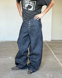 GETADME Japanese Raw Denim Loose Fit Jeans Classic Unwashed Cotton Workwear Baggy Trousers for Men