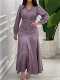 Getadme-Fordeal Elegant Sheath Wrap Satin Dress