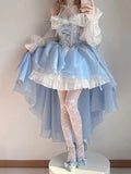 GETADME 2026 New French Romantic Lolita Elegant Dress Irregular Cosplay Princess Puff Sleeve Bowknot Flower Mesh Fantastic Fairy Dresses