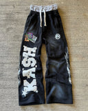 GETADME American Y2K Pants Baggy Sweatpants Letter Patch Retro Double Layer Design Men Hip Hop Gothic Elastic Waist Jogging Casual Pants