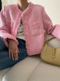 Getadme-Tassel edge shoulder jacket short outer style 2024 early spring jacket