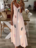 GETADME 2025 AliExpress Europe and America Plus Size Women's Cross border Summer New Sexy V-neck Feather Print Sling Dress