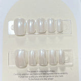 GETADME 10Pcs Pure Color Handmade Short False Nail with Glue Press On Nails Full Cover French Round Head Manicure Wearable Nail Tips Art