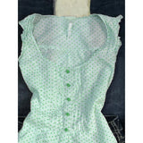 GETADME Polka Dot T-shirt Slim Goth Sweet Punk Y2k Vintage Button Harajuku Korea O-Neck Kawaii Sleeveless Vest Crop Top 2000s Grunge Emo