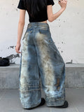 GETADME 2025 Trashy Y2K Punk Style Grunge Streetwear Baggy Stacked Jeans Pants For Women Designers Clothes Wide Leg Lady Denim Trousers