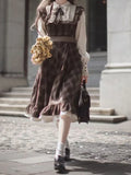 GETADME Fake Two-Piece Dress for Women Long Skirt Slim Fit Waist Cinching Vintage Lolita Plaid Bow New Korean Style Fashion Winter 2025