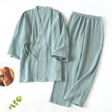 Getadme-2024 Japanese Kimono Set 100%Cotton Pajamas Two-piece Couple Yukata Loose Men's And Women's Sweat Steaming Suit Home Service Set