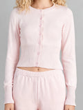 GETADME Pink Twist Cotton Long Sleeve Knitted Cardigan Women Simple Button Casual Preppy Style Jumper Sweet Cute Simple Sweater Top New