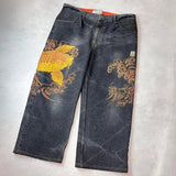 GETADME Harajuku Japanese Retro Selvedge Jeans Man Y2K High-end Brand Natural Indigo Dip Dyeing Harajuku Mopping Pants