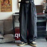 GETADME Baggy Jeans Men's Oversize Cargo Korean Black Wide Pants Streetwear Hip Hop Harajuku Male Fashion Straight Denim Pants