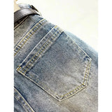 GETADME American Retro Wide Leg Denim Shorts Women Summer High Waist Loose Slim Straight Cut Mid Length Pants Low Waist China Origin