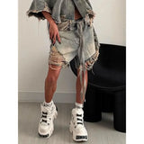 GETADME Women's Vintage Ripped Harajuku Loose Fit Jeans Y2K Damage Emo Trashy Calf-Length Pants Kpop Baggy Washed Denim Trouser