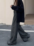 GETADME 2025 로파 Y2K 패션 빈티지 스트라이프 와이드 레그 배기 진 팬츠 여성용 의류 스트레이트 워시드 블랙 캐주얼 레이디 팬츠
