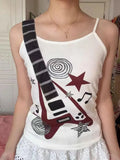 GETADME Y2k Subculture Punk Rock Camisole Retro Guitar Print Halter Vest Ladies Hip Hop Hottie Slim Tops Street Fashion Chic Clothing