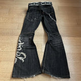 GETADME New High Waist Harajuku Loose Embroidered Women Jeans with Rock Punk Style Y2K Micro La Retro Wide Leg Pants