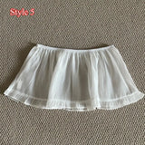 GETADME Lace Mini Skirts Women Elegant Sweet Lolita Short Skirts High Waist Y2k Streetwear Ruffle Skirts Lace Trim Butt Curtain Skirt