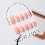 GETADME 24개입 짧은 핑크 프렌치 팁 화이트 러브 하트 가짜 손톱 전체 커버 가짜 손톱 세트 분리형 네일 아트 선물 세트 프레스온 손톱