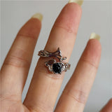 GETADME Vintage Goth Thorny Rose Couple Rings For Men Women Charm Irregularity Opening Stainless Steel Punk Finger Ring Jewelry Y2k Gift