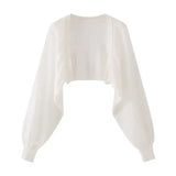 GETADME French Ice Silk Knitted Sun-Proof Cardigan Top Women's Summer Thin Jacket Waistcoat Suspender Skirt Shawl Outer Match Blouse