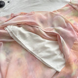 GETADME Summer Women French Vintage Graduation Off Shoulder Dress Mini Chiffon Tie Dye Frock Evening Shoujo Girl One-Piece Party 2000s