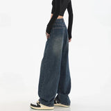 GETADME Woman High Waist Slim Fit Wide Leg Jeans Female High Street Y2k 2000s Casual Pants Lady Fashion Black Blue Loose Denim Trouserse