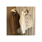 GETADME Plus Size Plus-Size Autumn Winter New High-End Knitted Sweater Jacket Women's Illusion Thickened Top Pu Hooded Two-Piece Set