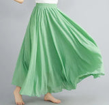 Robe longue en coton et lin Mori Girl, 28 couleurs, taille élastique, coupe trapèze, style ethnique, couleur unie, pour femme.