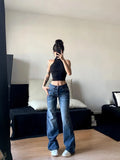 GETADME Women Korean Fashion Vintage Classical Chic Jeans Straight Leg Simple Jeans Grunge Harajuku Blue Denim Pants Y2k Tide Aesthetic