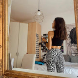 GETADME 2025 Summer Zebra Print Wide Leg Pants Y2K Trousers Sexy High Waist Women New Fashion Casual Female Stripe Streetwear 16395