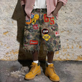GETADME Y2k Hip Hop Camo Short Jeans Pocket Sweatshorts Men Women Camo Shorts Harajuku Casual Fashion Streetwear Wide Leg Cargo Pants