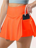 GETADME Women's Solid Color High Waisted Tennis Pleated Skirts Inner Pocket Quick Drying Sports Short Running Fitness Skirt