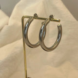 GETADME 30/40/50mm Classic Stainless Steel Ear Buckle Big Earrings for Women Trendy Gold Color Large Hoop Earring Jewelry Accessories