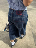 GETADME Harajuku Y2k Women's Light Blue Calf Length Cargo Jeans Baggy Denim Trousers Japanese 2000s Oversize Jean Pants Vintage Clothes