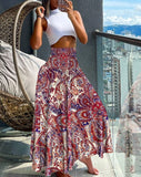 GETADME Fashion Cotton Women Floral Print Skirt Side Tie Beach Skirts Summer High Waist Wrap Flower Long Skirt
